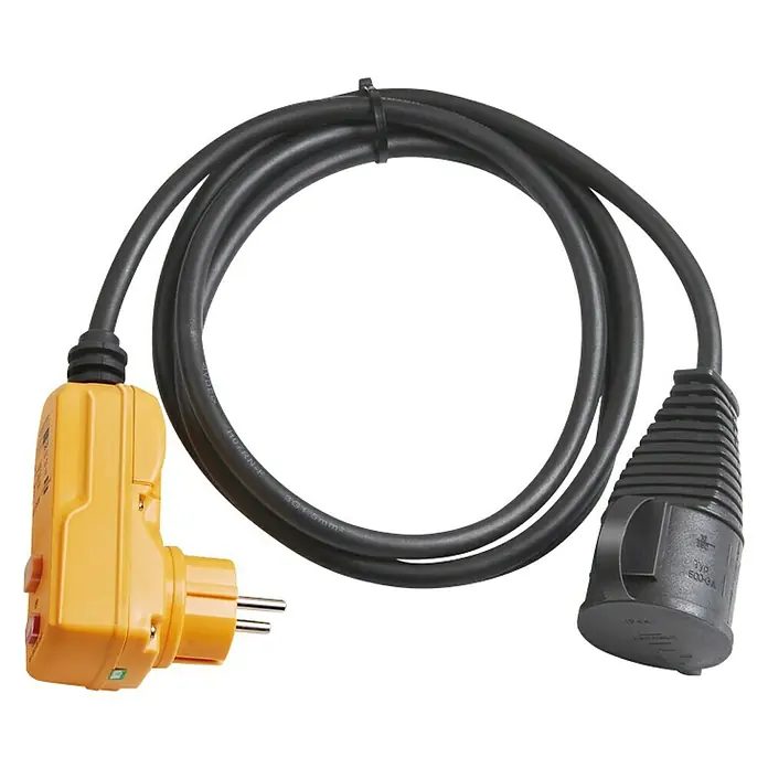 Brennenstuhl Adapterkabel - 2 m, IP44, Zwart/geel - Vooraanzicht