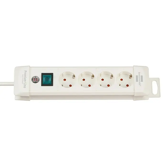 Brennenstuhl Premium-Line Stekkerdoos - 4 voudig, Wit, Kabellengte: 1,8 m - Top-down weergave