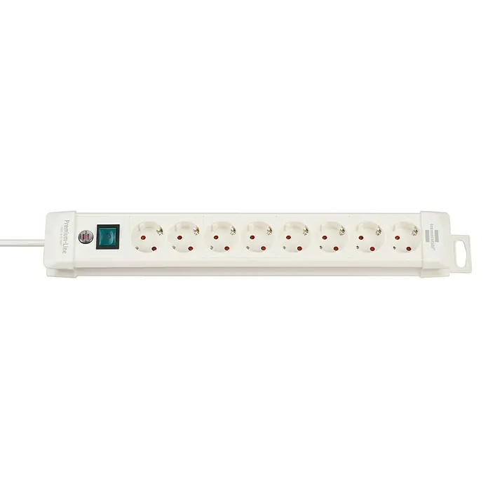 Brennenstuhl Premium-Line Stekkerdoos - 8 voudig, Wit, Kabellengte: 3 m - Top-down weergave