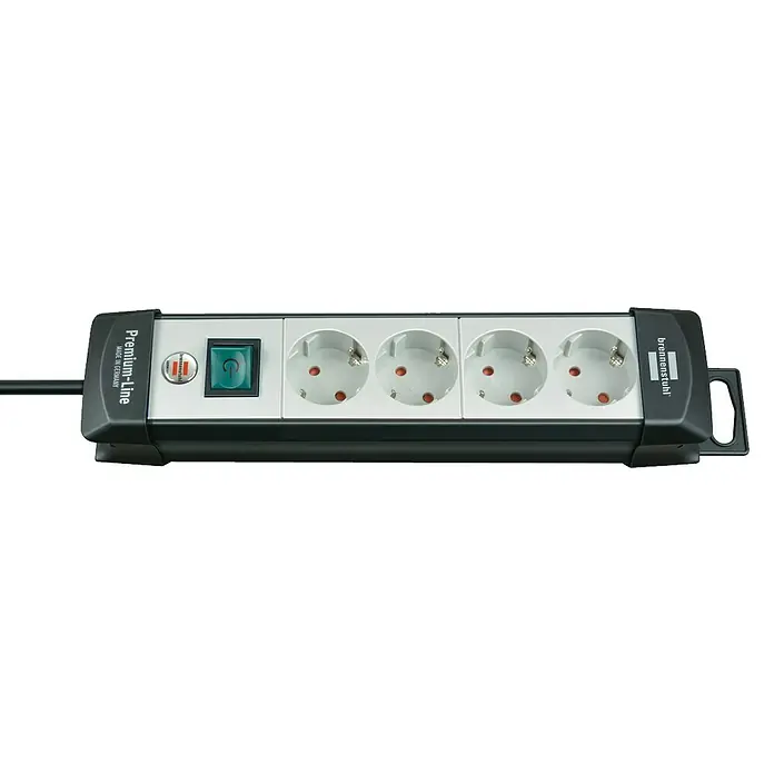 Brennenstuhl Premium-Line Stekkerdoos - 4 voudig, Zwart/grijs, Kabellengte: 1,8 m - Top-down weergave