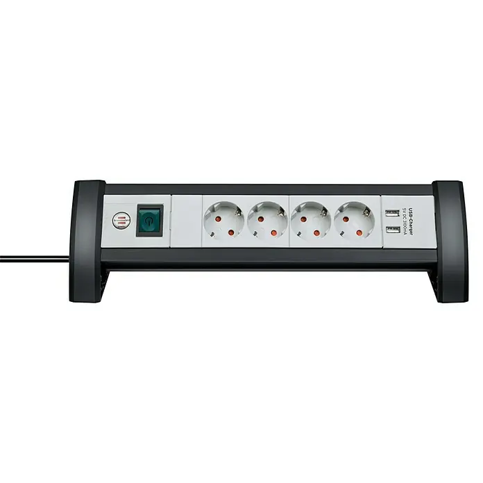 Brennenstuhl Stekkerdoos Premium-Office-Line - Zwart/grijs, Kabellengte: 1,8 m - Close-up