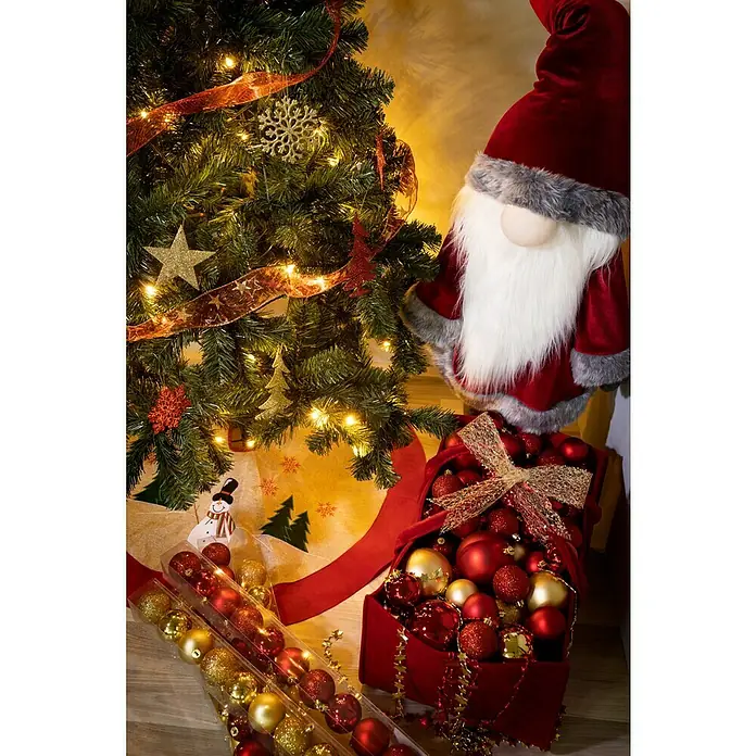 Papá Noel LED - Para interior, Textil, Altura: 158 cm, Rojo - Producto en uso