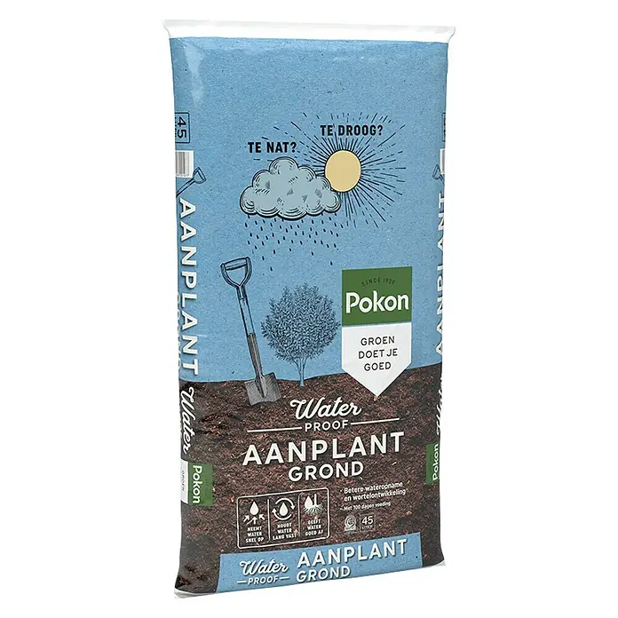 Pokon Turfvrije tuinaarde Aanplantgrond Waterproof - 45 l - Diagonaal zicht