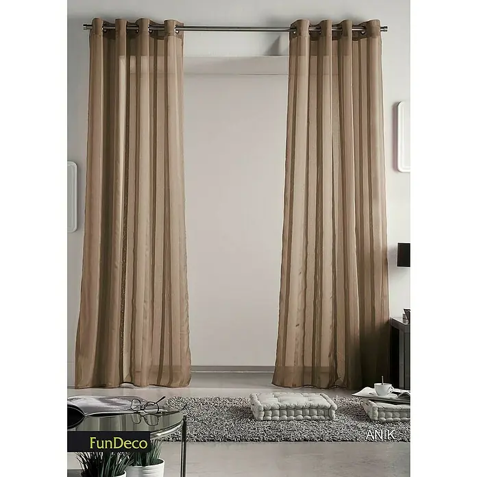 Cortina con ollaos Fun Anik - An x Al: 140 x 260 cm, 100% poliéster, Marrón - Foto ambiente