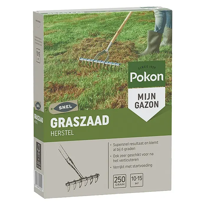Pokon Gazonzand Herstel - 250 g, Zaaigoed-voldoende voor: 10 m² - 15 m² - Diagonaal zicht