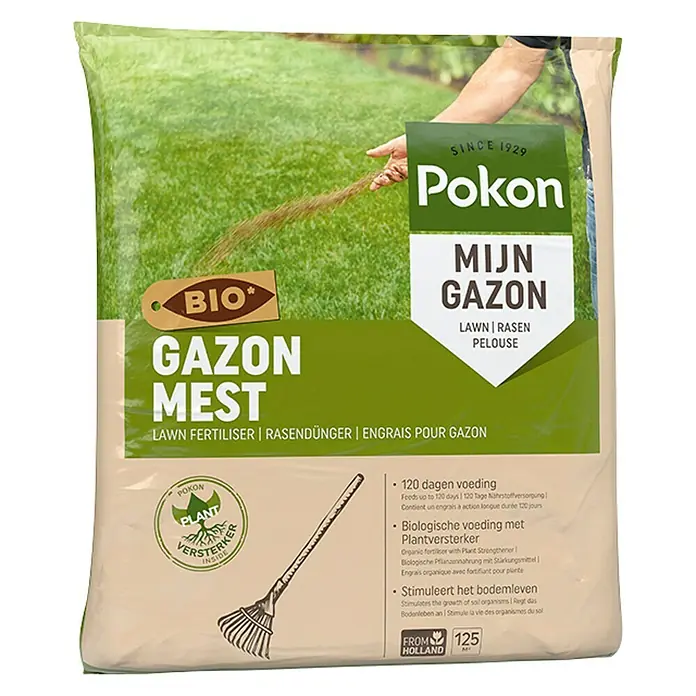 Pokon Bio-gazonmest - 8,4 kg, Inhoud voldoende voor ca.: 125 m² - Vooraanzicht