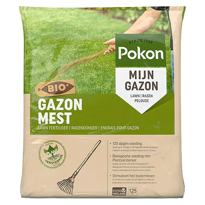 Pokon Bio-gazonmest - 8,4 kg, Inhoud voldoende voor ca.: 125 m² - Vooraanzicht