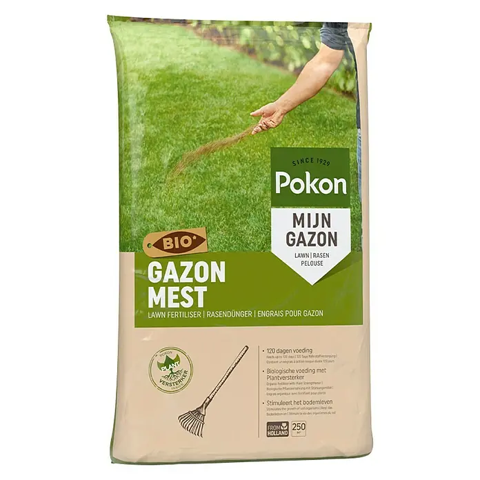 Pokon Bio-gazonmest - 16,8 kg, Inhoud voldoende voor ca.: 250 m² - Vooraanzicht