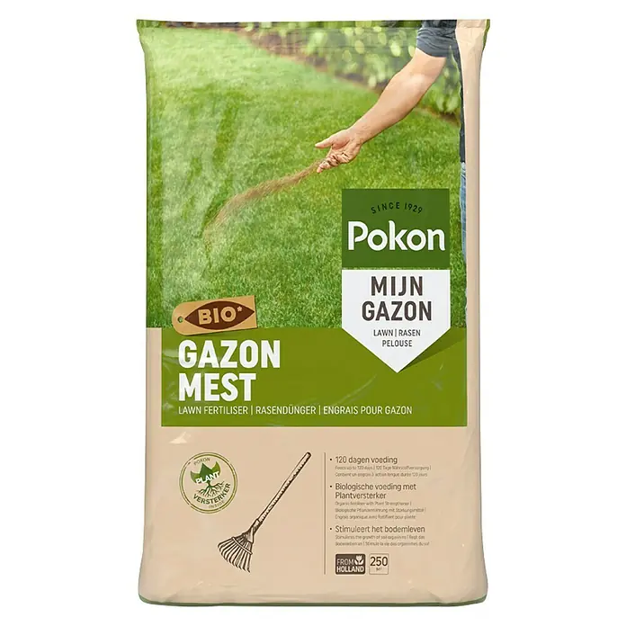 Pokon Bio-gazonmest - 16,8 kg, Inhoud voldoende voor ca.: 250 m² - Vooraanzicht
