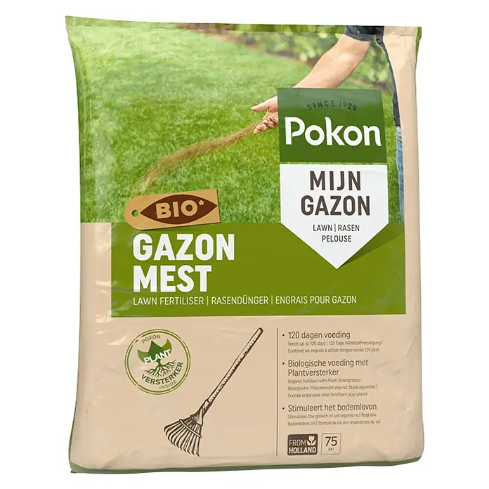 Pokon Bio-gazonmest - 5 kg, Inhoud voldoende voor ca.: 75 m² - Vooraanzicht
