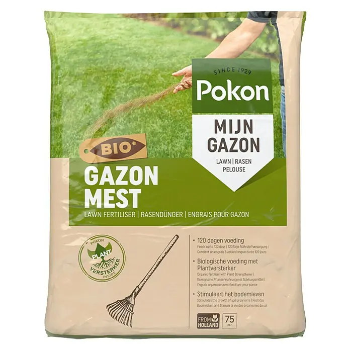 Pokon Bio-gazonmest - 5 kg, Inhoud voldoende voor ca.: 75 m² - Vooraanzicht
