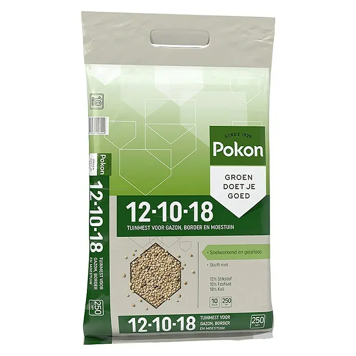 Pokon Universele tuinmest 12-10-18 - 10 kg, Inhoud voldoende voor ca.: 250 m² - Vooraanzicht