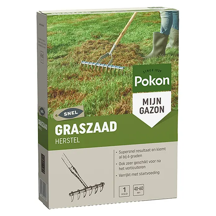 Pokon Gazonzand Herstel - 1 kg, Zaaigoed-voldoende voor: 40 m² - 60 m² - Diagonaal zicht