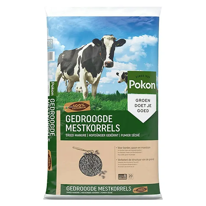 Pokon Tuinmest Gedroogde Mestkorrels - 20 kg - Vooraanzicht