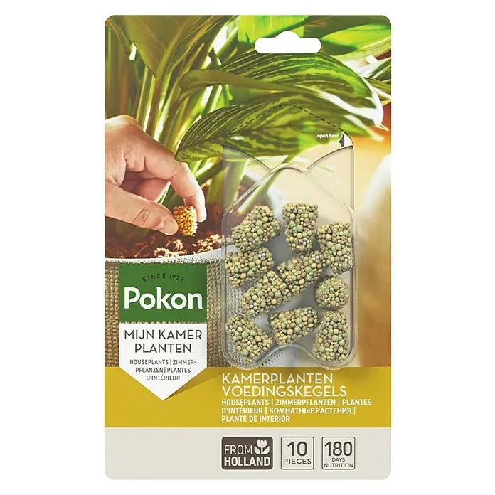 Pokon Mestkegel voor kamerplanten - 10 st. - Vooraanzicht