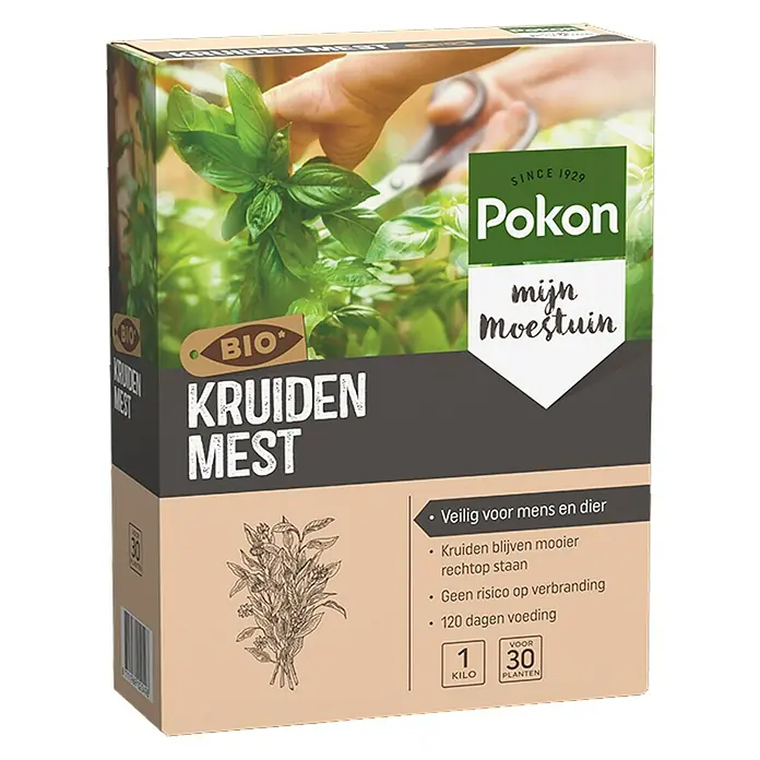 Pokon Bio-kruidenmest - 1 kg - Diagonaal zicht