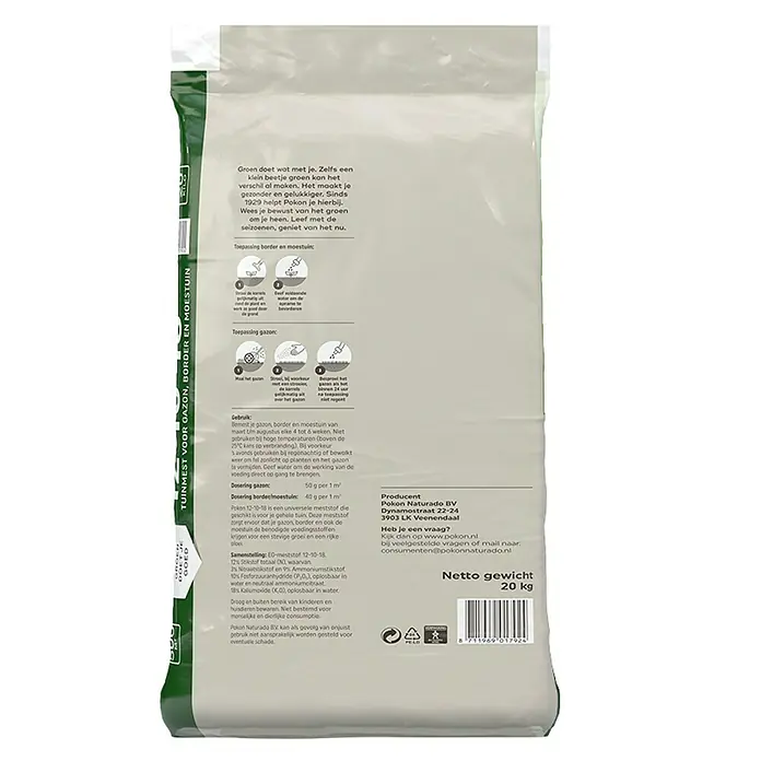 Pokon Universele tuinmest 12-10-18 - 20 kg, Inhoud voldoende voor ca.: 500 m² - Achteraanzicht