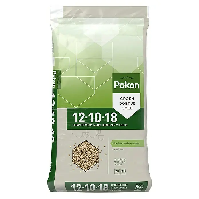 Pokon Universele tuinmest 12-10-18 - 20 kg, Inhoud voldoende voor ca.: 500 m² - Vooraanzicht
