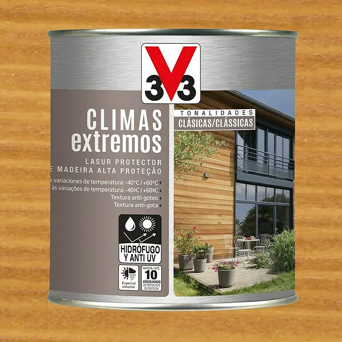 V33 Protector para madera exterior - Roble Claro, 2,5 l - Vista frontal