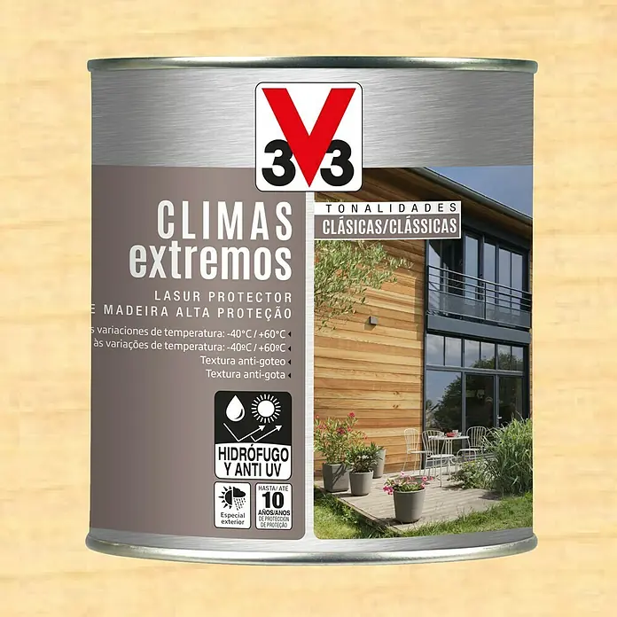 V33 Protector para madera exterior - Incoloro, 2,5 l - Vista frontal