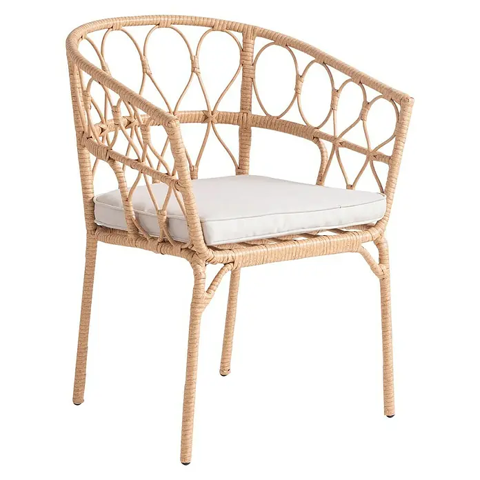 Silla de jardín Marius - An x Pr x Al: 80 x 55 x 59 cm, Natural - Vista angular