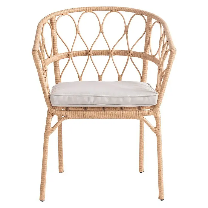 Silla de jardín Marius - An x Pr x Al: 80 x 55 x 59 cm, Natural - Vista frontal