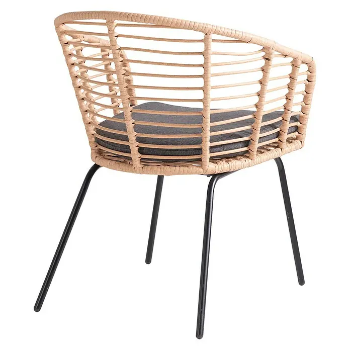 Sillón de jardín Tally - An x Pr x Al: 78 x 62 x 61 cm, Natural/Negro - Vista angular