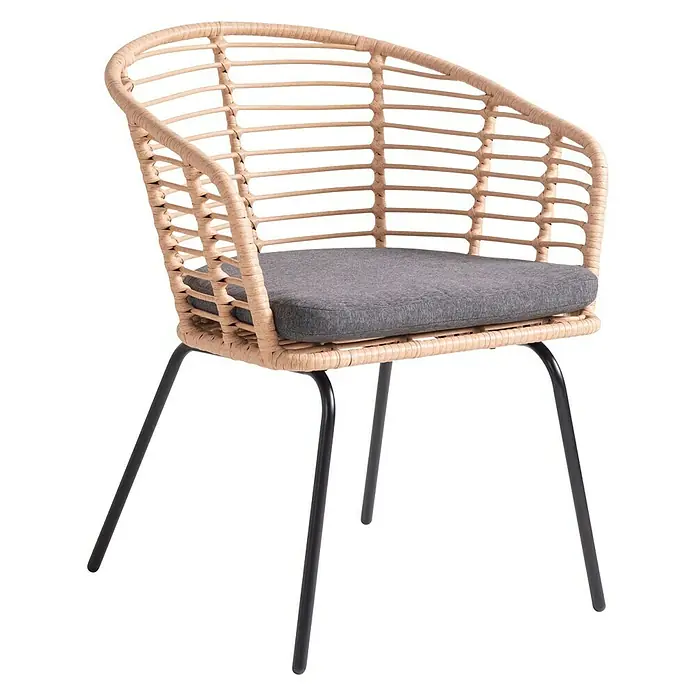 Sillón de jardín Tally - An x Pr x Al: 78 x 62 x 61 cm, Natural/Negro - Vista angular