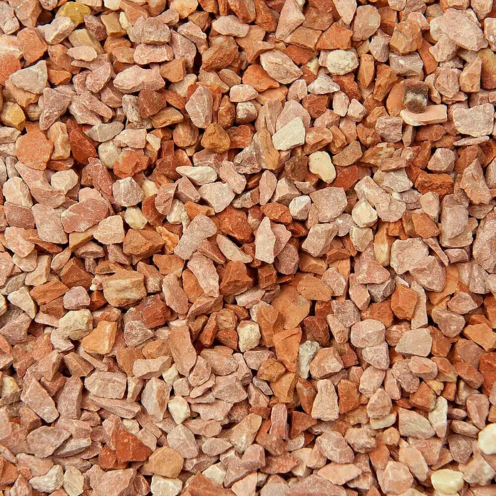 BHS Zaragoza Gravilla triturada - Rojo, Grano: 9 mm - 20 mm, 20 kg - Primer plano