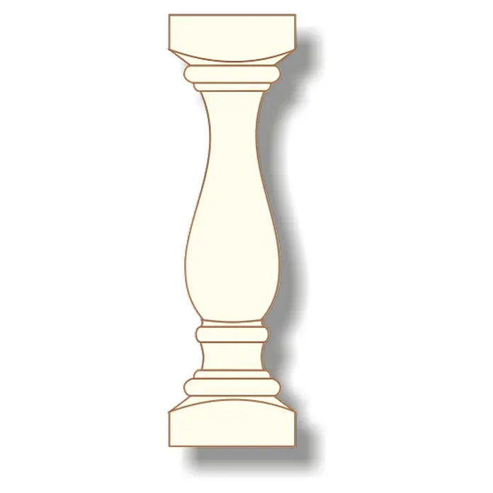 BHS Mallorca Balaustrada - 13 cm x 13 mm x 67 mm, Marfil, Hormigón - Dibujo técnico
