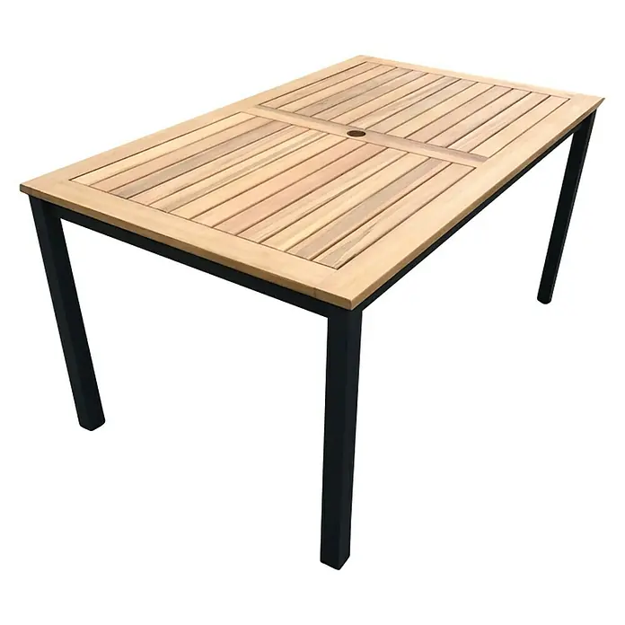 Mesa de jardín Ariadna - L x An: 150 x 90 cm, Eucalipto, Natural - Vista angular
