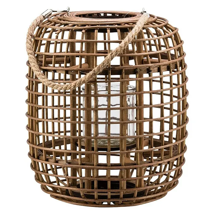 Lanterna - Smeđe boje, Visina: 35 cm, Promjer: 30 cm - Pogled sprijeda