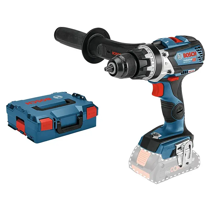 Bosch Professional Akku-Schlagbohrschrauber GSB 18V-110 C - 18 V, Ohne Akku, Leerlaufdrehzahl: 0 U/min - 2.100 U/min, Kunststoffkoffer - Diagonale Ansicht