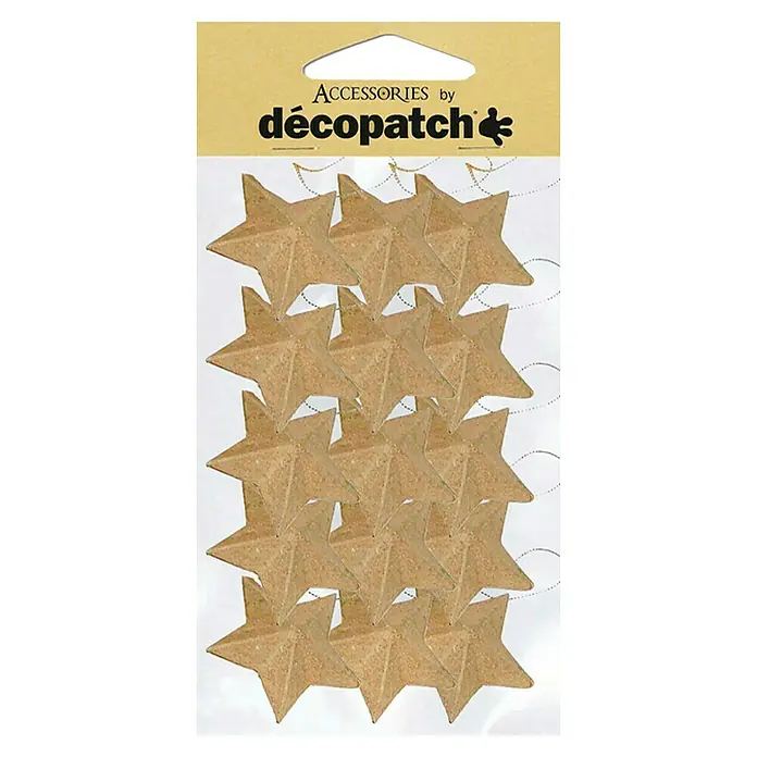 Décopatch Pieza decorativa pack estrellas con cordón - 15 ud., Cartón, 3 x 20 cm - Vista frontal