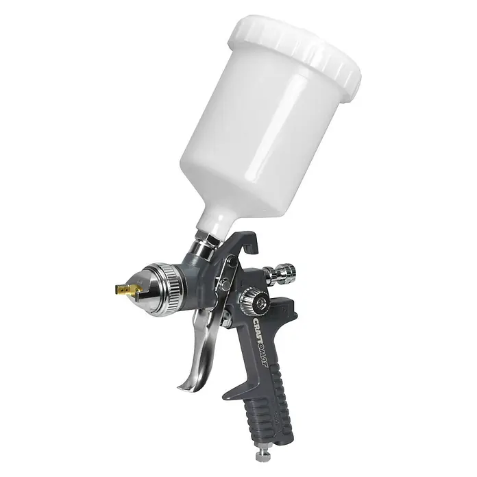 Craftomat Kit Line Farbspritzpistole - Betriebsdruck: 3 bar - 4 bar, Luftverbrauch: 180 l/min, Fassungsvermögen Farbsprühpistole: 0,6 l - Diagonale Ansicht