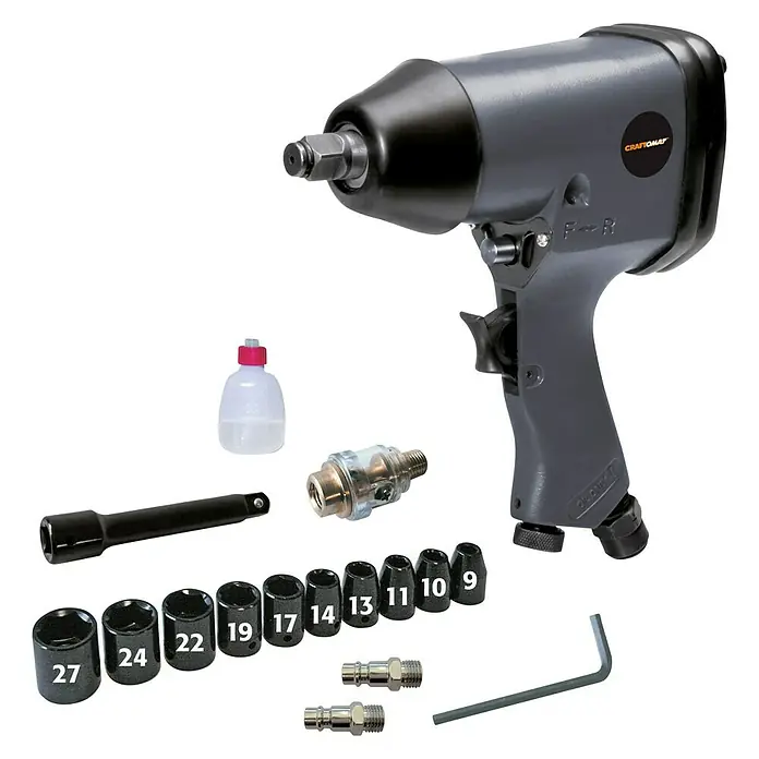 Craftomat Druckluft-Schlagschrauber-Set Kit Line - Betriebsdruck: 6 bar, Luftverbrauch: 150 l/min - Diagonale Ansicht