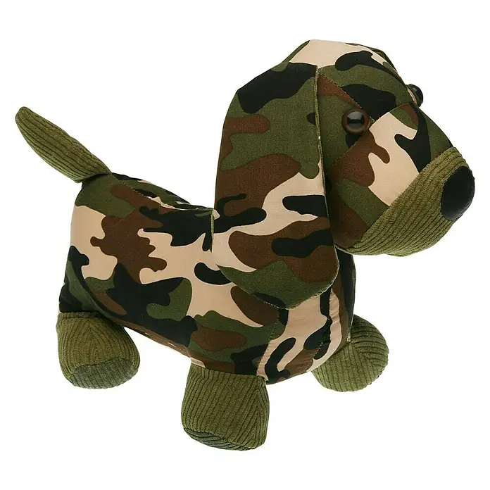 Tope de puerta Perro Militar - 1 ud., Material: Textil, Verde - Vista angular