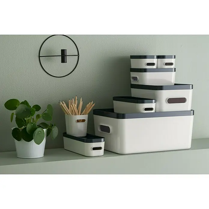 SmartStore Deckel Compact - L x B x H: 28,9 x 9,8 x 1,9 cm, Kunststoff, Schwarz - Stimmungsaufnahme