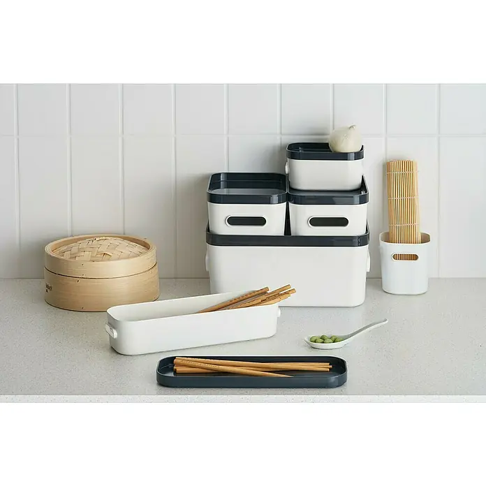 SmartStore Aufbewahrungsbox Compact - L x B x H: 29,1 x 9,4 x 6,1 cm, Kunststoff, Weiß - Stimmungsaufnahme
