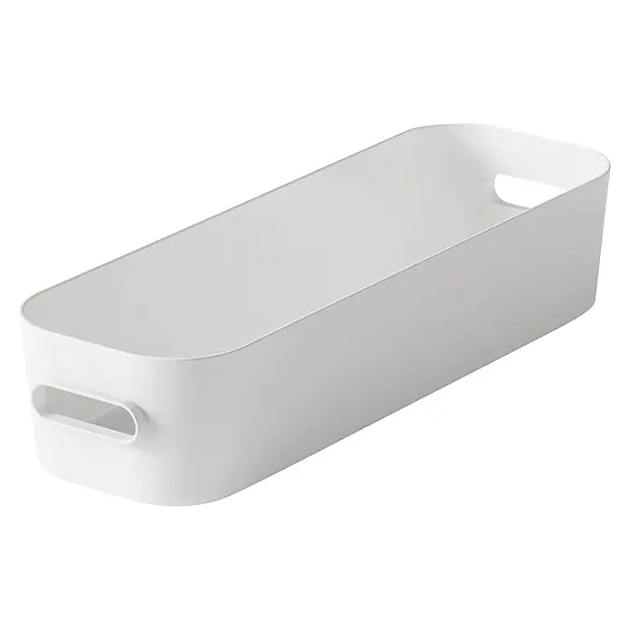 SmartStore Aufbewahrungsbox Compact - L x B x H: 29,1 x 9,4 x 6,1 cm, Kunststoff, Weiß - Diagonale Ansicht