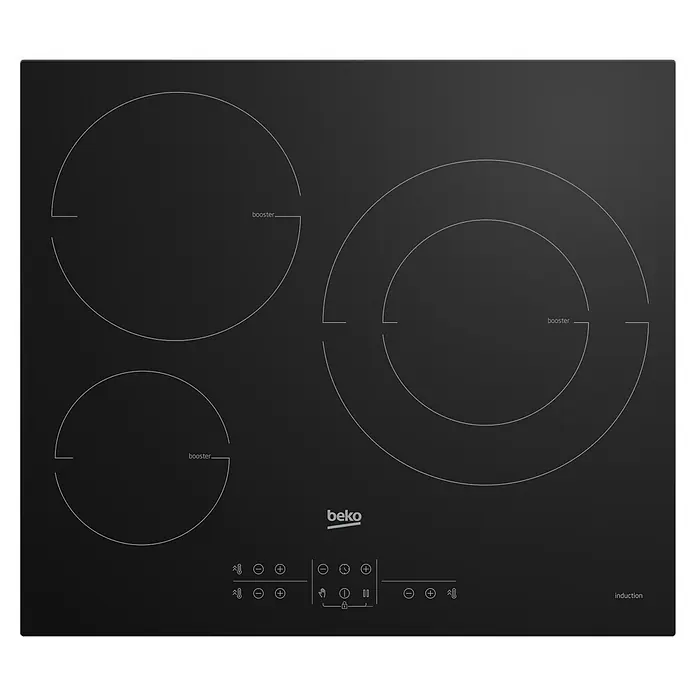 Beko Placa de inducción HIIS63206M - Zonas de cocción: 3 ud., Inducción, Indicador de calor residual - Vista descendente