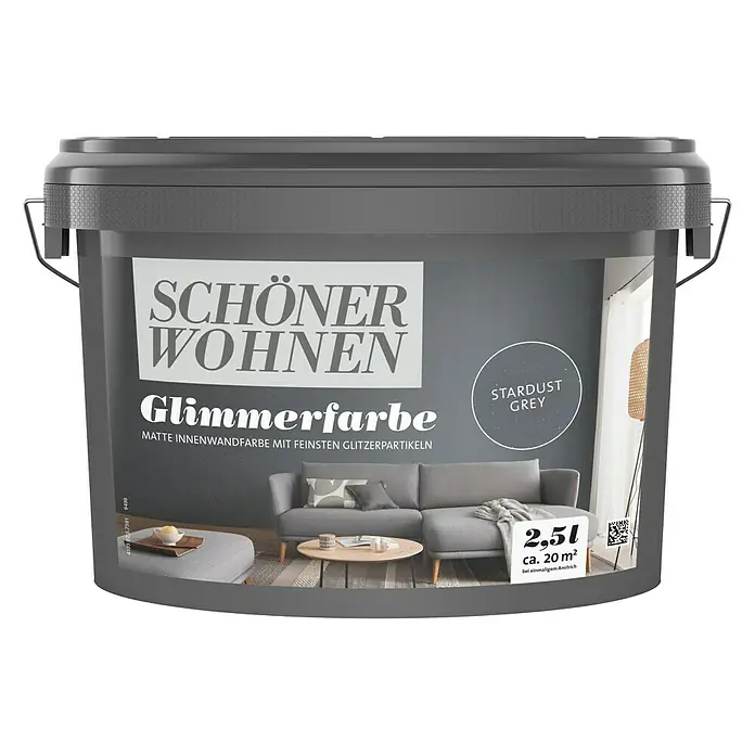 SCHÖNER WOHNEN-Farbe Trendstruktur Wandfarbe Glimmerfarbe - Stardust Grey, 2,5 l, Matt, Art Effekt: Glitzer-Optik - Vorderansicht