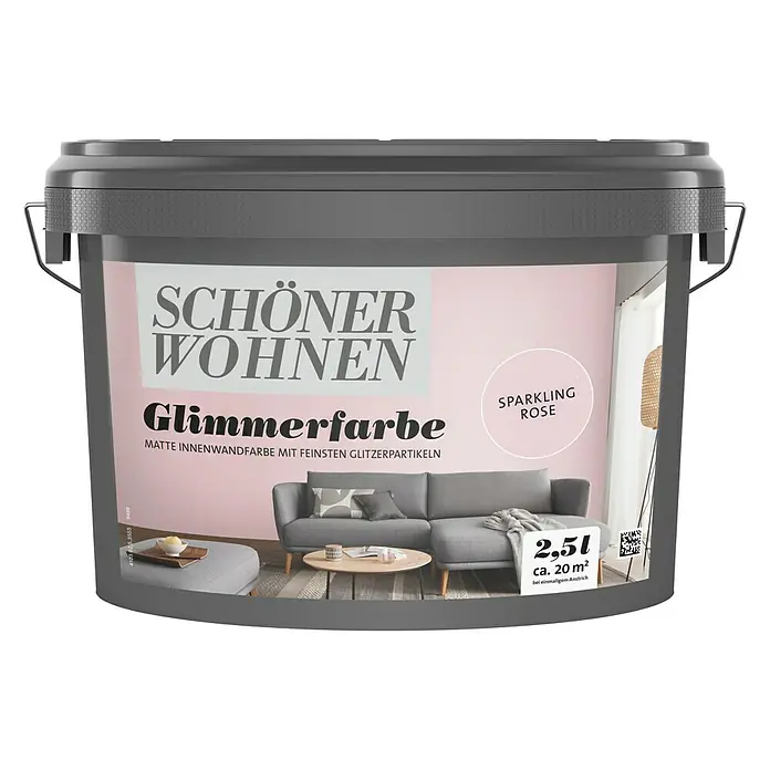 SCHÖNER WOHNEN-Farbe Trendstruktur Wandfarbe Glimmerfarbe - Sparkling Rose, 2,5 l, Matt, Art Effekt: Glitzer-Optik - Vorderansicht