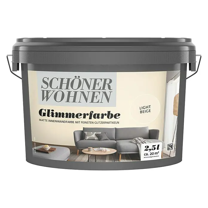 SCHÖNER WOHNEN-Farbe Trendstruktur Wandfarbe Glimmerfarbe - Light Beige, 2,5 l, Matt, Art Effekt: Glitzer-Optik - Vorderansicht