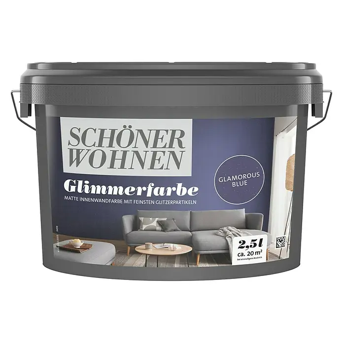 SCHÖNER WOHNEN-Farbe Trendstruktur Wandfarbe Glimmerfarbe - Glamorous Blue, 2,5 l, Matt, Art Effekt: Glitzer-Optik - Vorderansicht