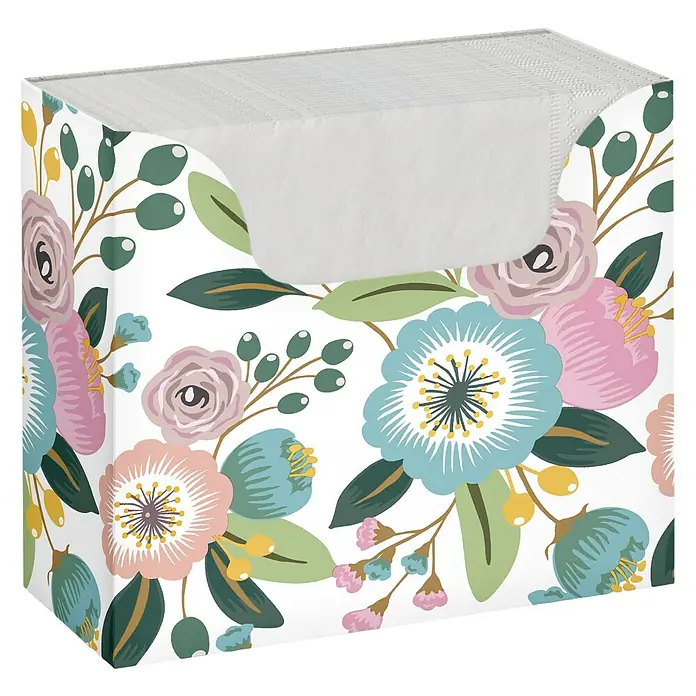 Duni Serviettenbox - 75 Stk., 33 x 33 cm, Blossoms - Diagonale Ansicht