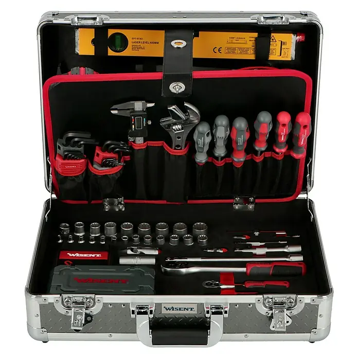 Wisent Werkzeugkoffer Professional - 160 -tlg., Material Koffer: Aluminium - Vorderansicht