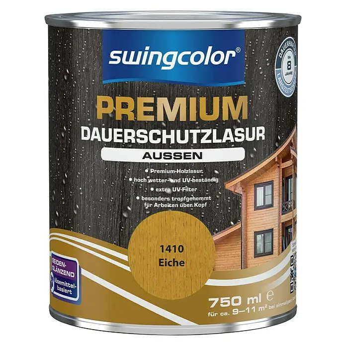 swingcolor Premium Dauerschutzlasur - Eiche, 750 ml, Seidenglänzend, Lösemittelbasiert - Vorderansicht