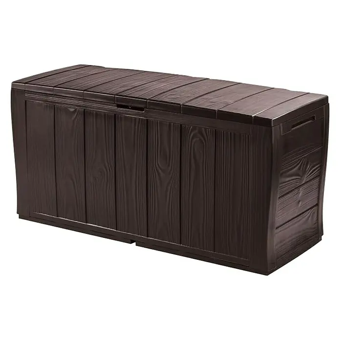 Keter Vrtna kutija za pohranu Sherwood - D x Š x V: 117 x 45 x 57,5 cm, Smeđe boje, Plastika - Dijagonalni pogled