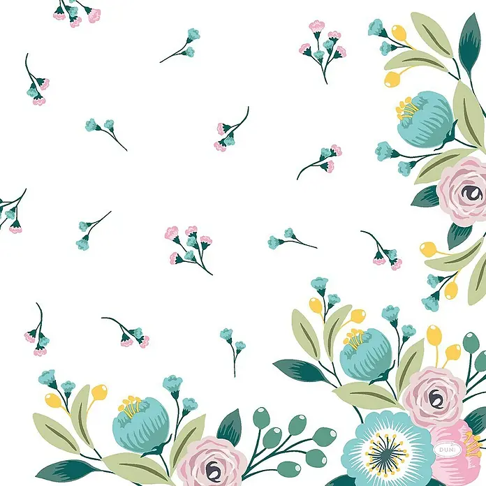 Duni Serviette Dunisoft® - 12 Stk., 40 x 40 cm, Blossoms - Detailaufnahme